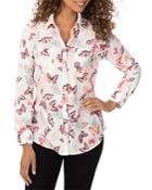 Foxcroft Zoey Butterfly Print Button Down Shirt