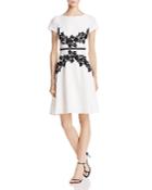 Adrianna Papell Embroidered Fit-and-flare Dress
