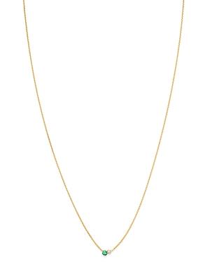 Zoe Chicco 14k Yellow Gold Diamond & Emerald Pendant Necklace, 16