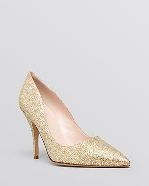 Kate Spade New York Pointed Toe Pumps - Licorice High Heel Gold
