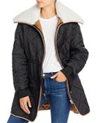 See By Chloe Quilted Puffer Coat With Sherpa Collar