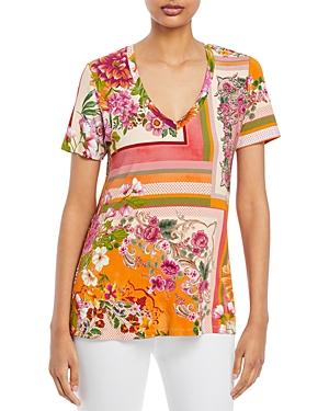 Johnny Was Romantic Printed V Neck Top