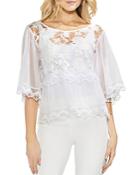 Vince Camuto Floral Mesh Top