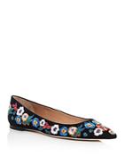 Tory Burch Women's Rosemont Embroidered Suede Pointed Toe Flats