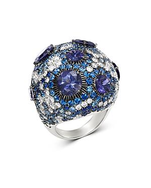 Roberto Coin 18k White Gold Fantasia Blue Sapphire & Lolite Cocktail Ring With Diamond