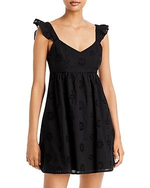 Wayf Frances Flutter Sleeve Eyelet Mini Dress
