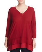 Vince Camuto Plus Layered Mixed Media Top
