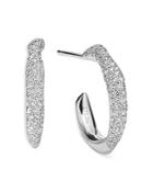 Ippolita Sterling Silver Stardust Diamond Pave Squiggle Small Hoop Earrings
