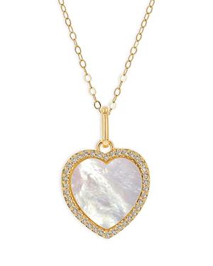 Rachel Reid 14k Yellow Gold Diamond Mother Of Pearl Heart Pendant Necklace, 20