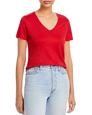 Majestic Filatures V Neck Linen Top