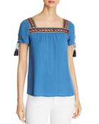 Design History Embroidered Plisse Top