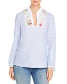 Tory Burch Striped Embellished Blouse