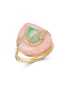 Bloomingdale's Opal, Pink Opal & Diamond Statement Ring In 14k Yellow Gold - 100% Exclusive