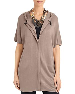 Misook Zip Front Cap Sleeve Knit Topper Jacket