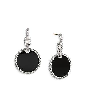 David Yurman Sterling Silver Dy Elements Black Onyx & Diamond Drop Earrings
