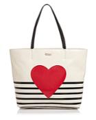 Kate Spade New York Yours Truly Heart Stripe Hallie Leather Tote