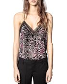 Zadig & Voltaire Christy Leopard Velvet Devore Camisole Top