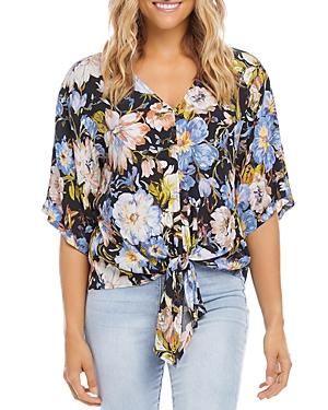 Karen Kane Floral Print Tie Front Top