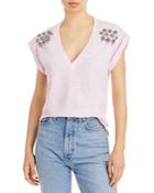 Cinq A Sept Bella V Neck Embellished Tee