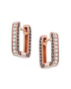 Bloomingdale's Black And White Diamond Huggie Hoop Earrings In 14k Rose Gold - 100% Exclusive