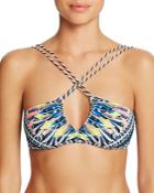 Red Carter Crossover Front Graphic Print Bikini Top