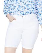 Nydj Plus Briella Roll-cuff Bermuda Shorts In Optic White