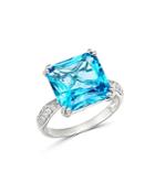 Bloomingdale's Blue Topaz & Pave Diamond Ring In 14k White Gold - 100% Exclusive