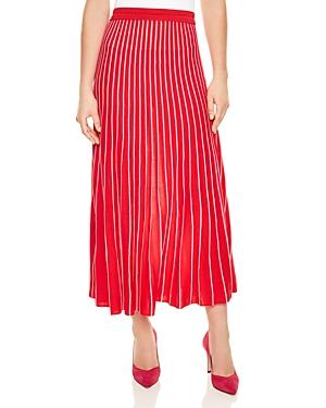 Sandro Shryl Pleated Striped Midi Skirt
