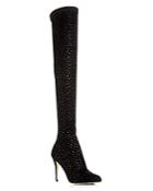 Jimmy Choo Women's Toni 90 Scattered Crystal Suede Over-the-knee Boots