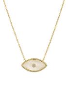 Argento Vivo Evil Eye Mother-of-pearl Pendant Necklace In 14k Gold-plated Sterling Silver, 16