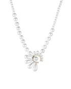 Carolee Simulated Pearl Fan Necklace, 18
