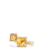 David Yurman Chatelaine Bypass Ring With Citrine & Diamonds In 18k Gold