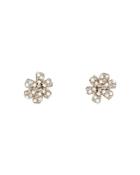 Gucci 18k White Gold Flora Stud Earrings With Diamond & Mother-of-pearl