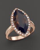 Smokey Topaz And Diamond Marquise Ring In 14k Rose Gold