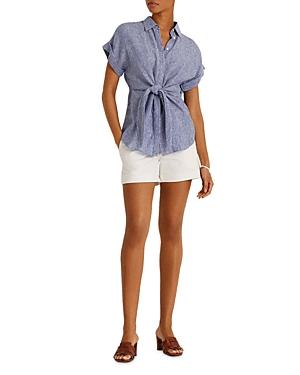 Lauren Ralph Lauren Linen Striped Tie Front Shirt