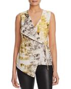 Kenneth Cole Printed Waterfall Wrap Top