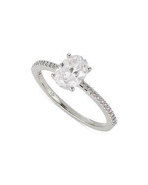 Nadri Pave & Oval Cubic Zirconia Ring In Rhodium Plated