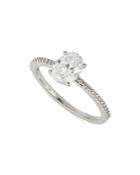 Nadri Pave & Oval Cubic Zirconia Ring In Rhodium Plated