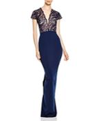 Nicole Bakti Embroidered Lace Bodice Gown