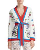 Maje Manny Embroidered Belted Cardigan