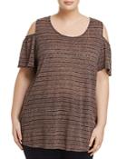 Lucky Brand Plus Stripe Cold-shoulder Top