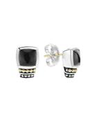 Lagos 18k Gold And Sterling Silver Caviar Color Onyx Stud Earrings