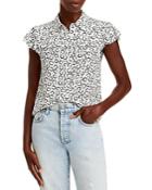 Alice And Olivia Malinda Flutter Sleeve Silk Blouse