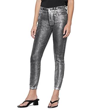 Frame Le High Skinny Crop Jeans In Chrome Noir