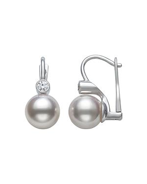 Bloomingdale's Akoya Pearl & Diamond Drop Earrings In 14k White Gold - 100% Exclusive