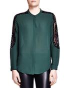 The Kooples Lace-inset Crepe Shirt