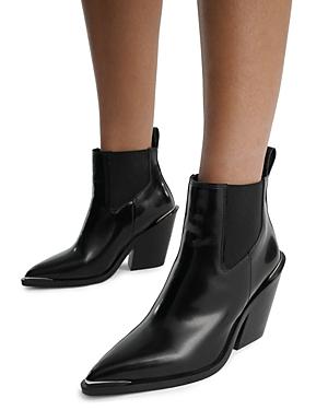 The Kooples Women's Pointed Toe Western Style Block Heel Booties