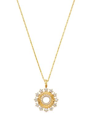 Bloomingdale's Diamond Textured Circle Pendant Necklace In 14k Yellow Gold, 16-18 - 100% Exclusive