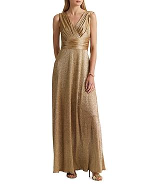 Lauren Ralph Lauren Metallic Crossover Gown