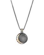 John Hardy Blackened Sterling Silver & 18k Bonded Gold Dot Hammered Moon Pendant Necklace, 16